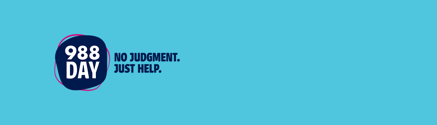 988 Day logo on a dark blue elliptical circle. A tagline reads, "No judgement. Just help."