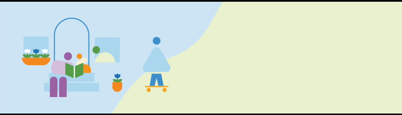 Colorful icons of people and playgrounds
